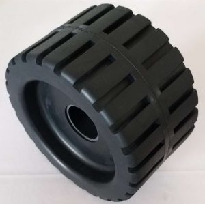 Black Rubber 5" Roller 1-1/4" Shaft Wheel Shape